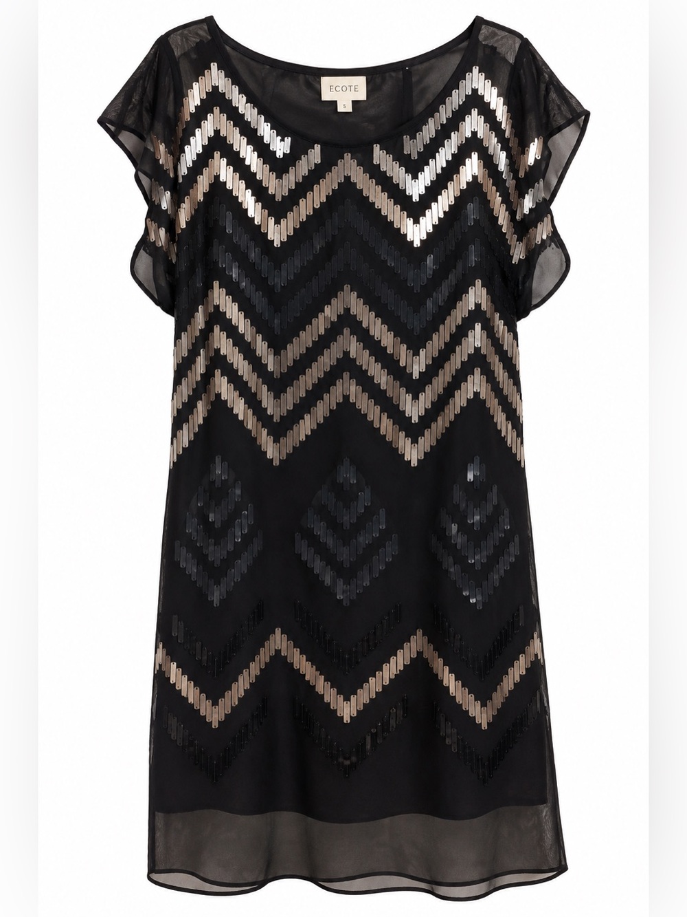 Urban outfitters Ecote Sequin Chevron Sheer Party Dress